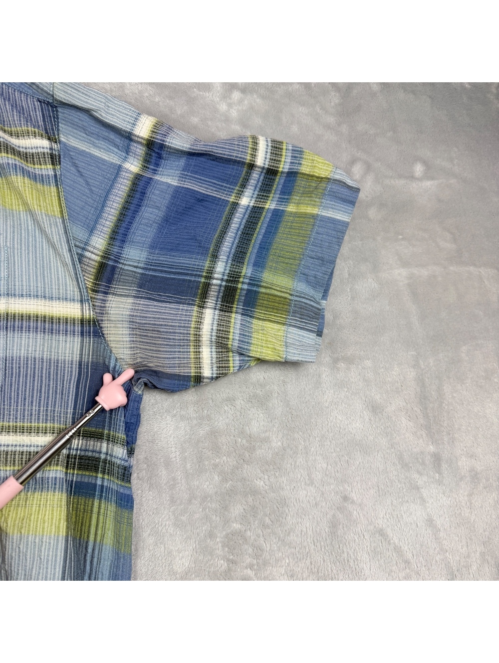 Tommy Bahama Men Large 100% Silk Plaid Short Sleeve Camp Shirt Blue Green Resort - Picture 7 of 10